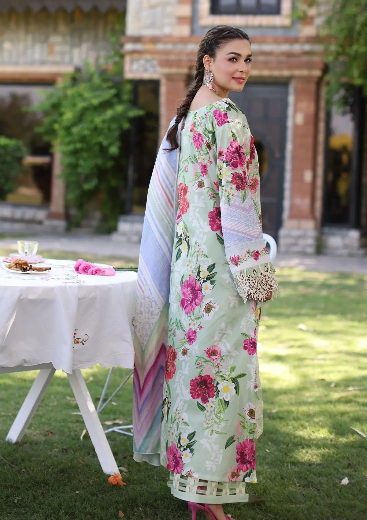 Elaf Print Chikankari Lawn'24 ECK-06B OASIS - Mohsin Saeed Fabrics