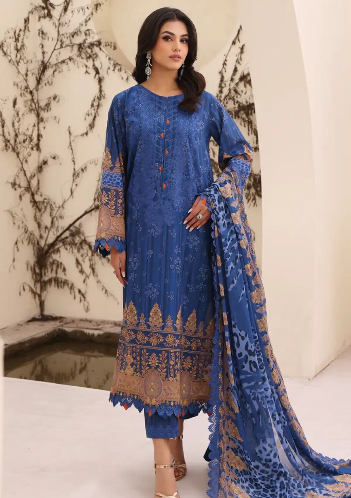 Charizma Naranji Emb Lawn'24 Vol-01 CN4-005 - Mohsin Saeed Fabrics
