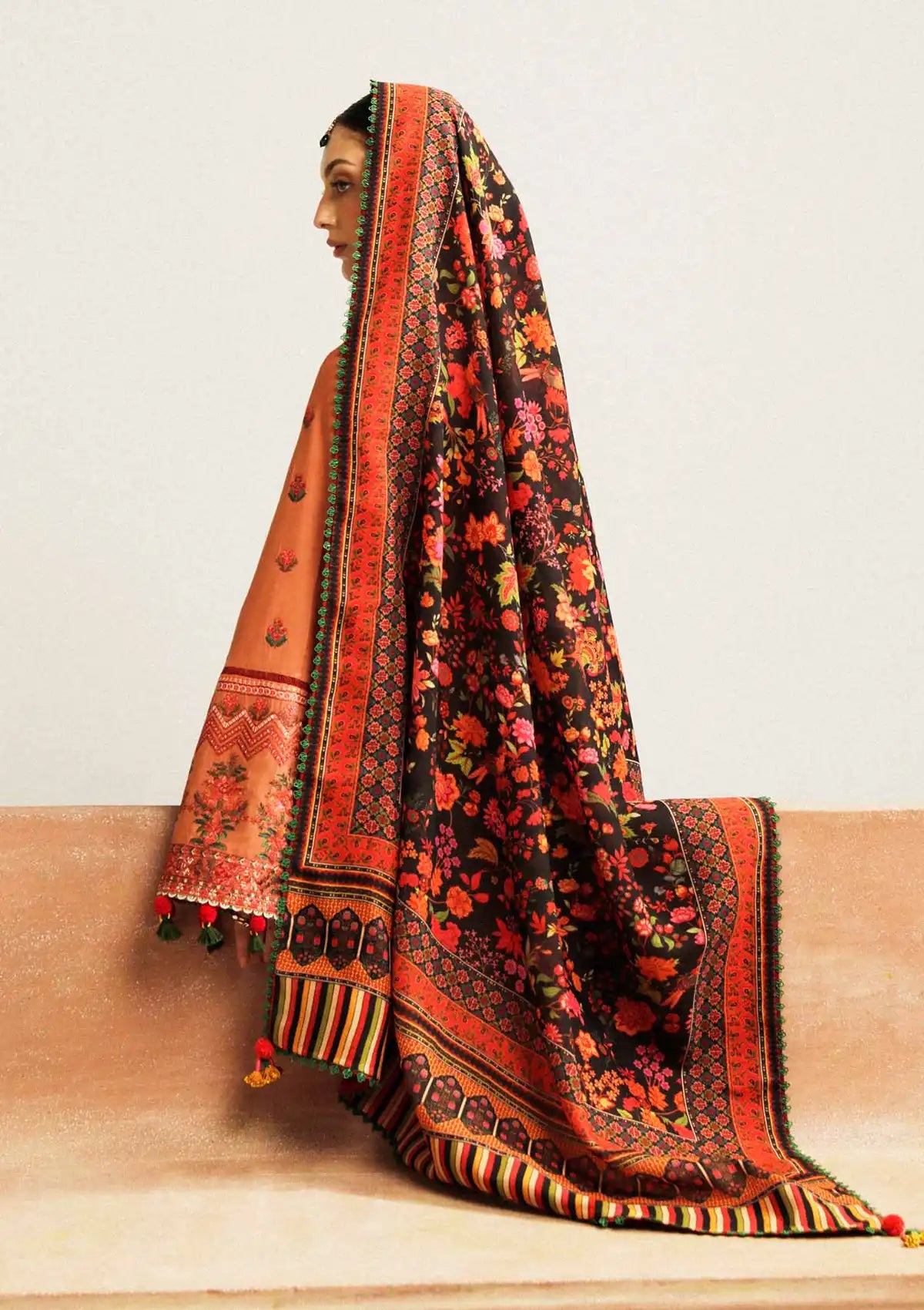 Hussain Rehar Winter Shawl Khaddar'23 Dusky - Mohsin Saeed Fabrics