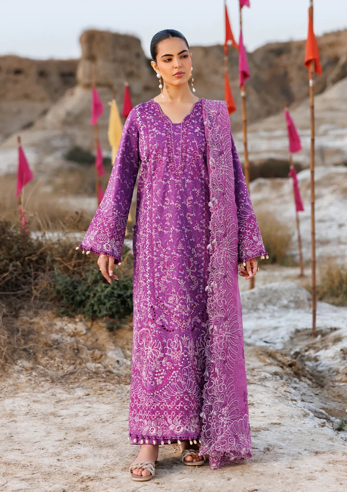 Emaan Adeel Sunlit Groove Luxury Lawn'26 -FLORAL FRENZY