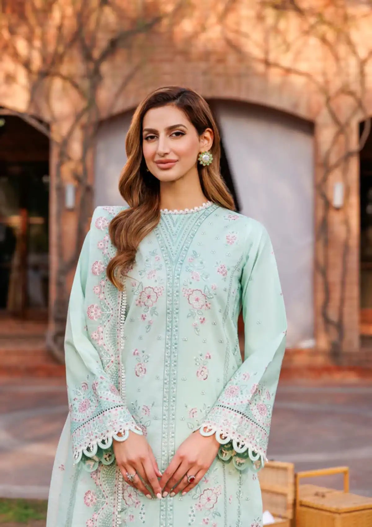 Farasha Kaavish Eid Festive Lawn'24 D-05 WHISPER MINT - Mohsin Saeed Fabrics