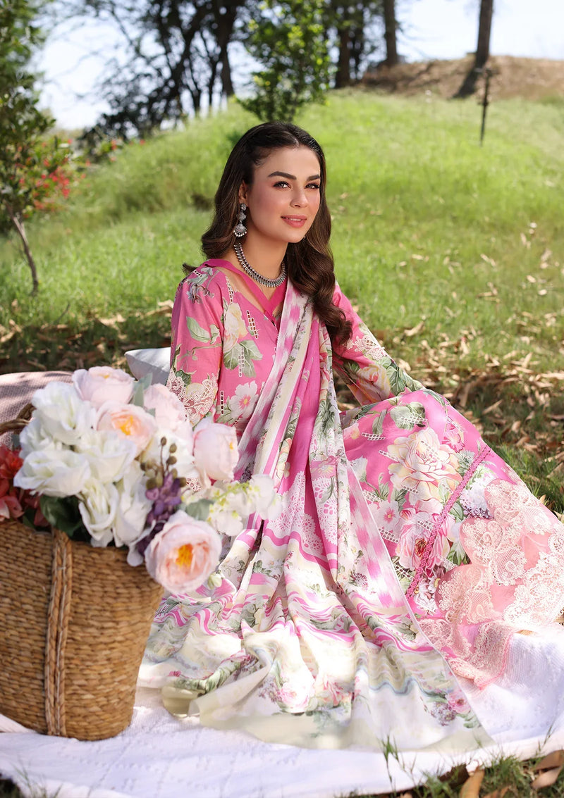 Elaf Print Chikankari Lawn'24 ECK-03B PINK MUSE