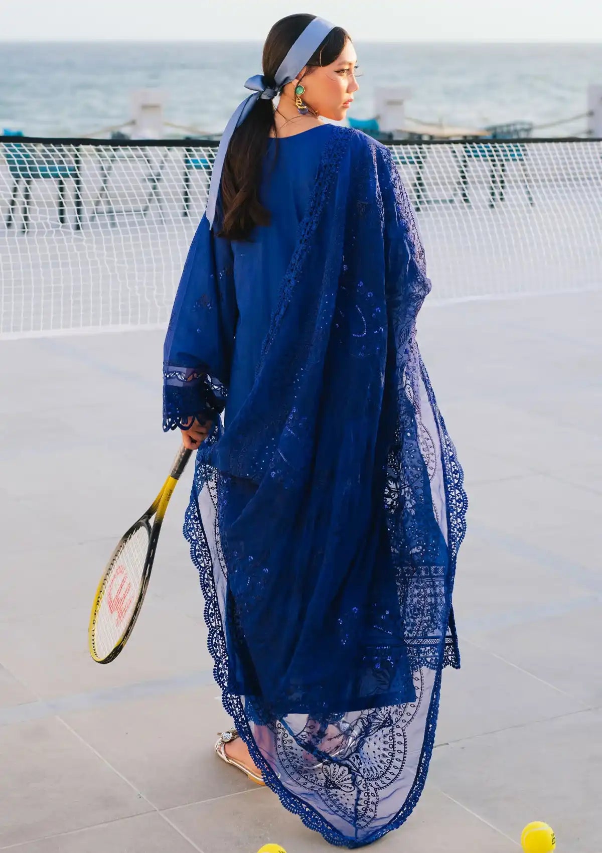 Nureh Eid Escape Luxury Lawn'24 NE-90 BLUME - Mohsin Saeed Fabrics