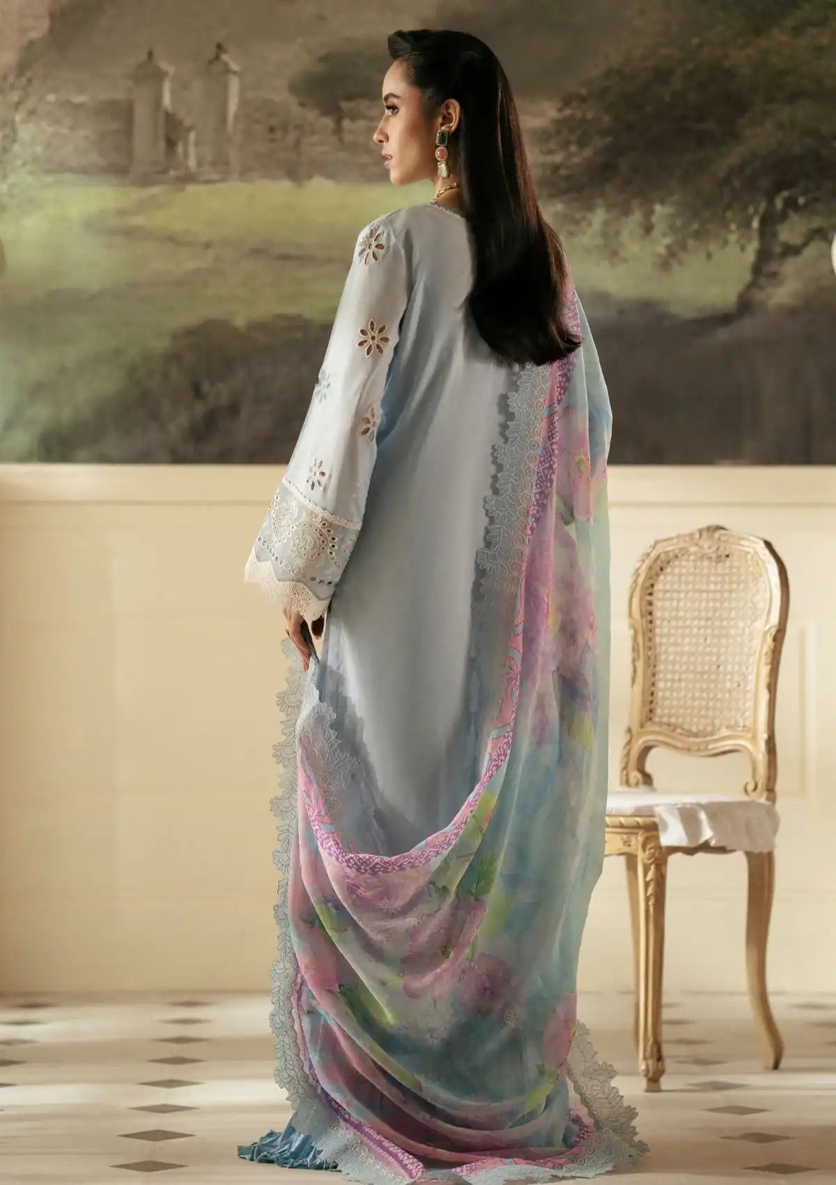 Nureh Maya Embroidered Lawn'24 NS-145 - Mohsin Saeed Fabrics