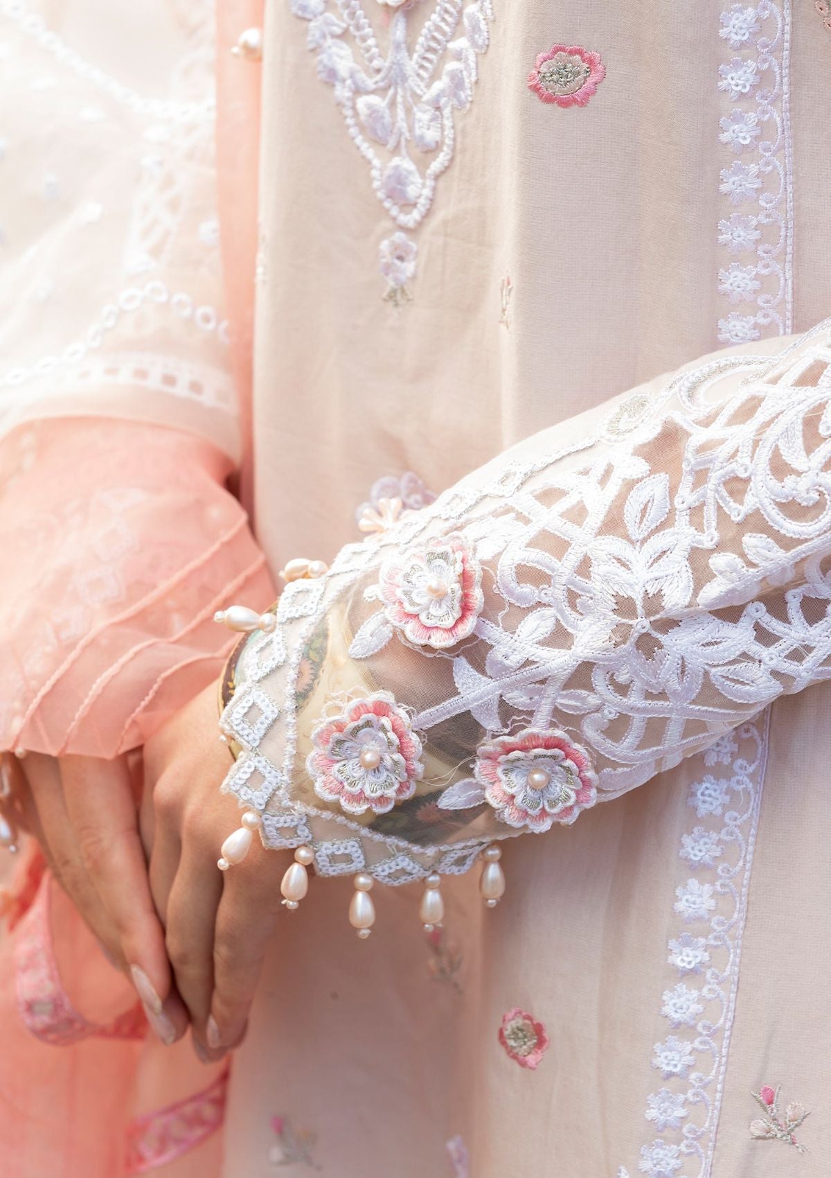 Meem Luxury Eid Lawn'24 D-02 LIGHT PINK - Mohsin Saeed Fabrics