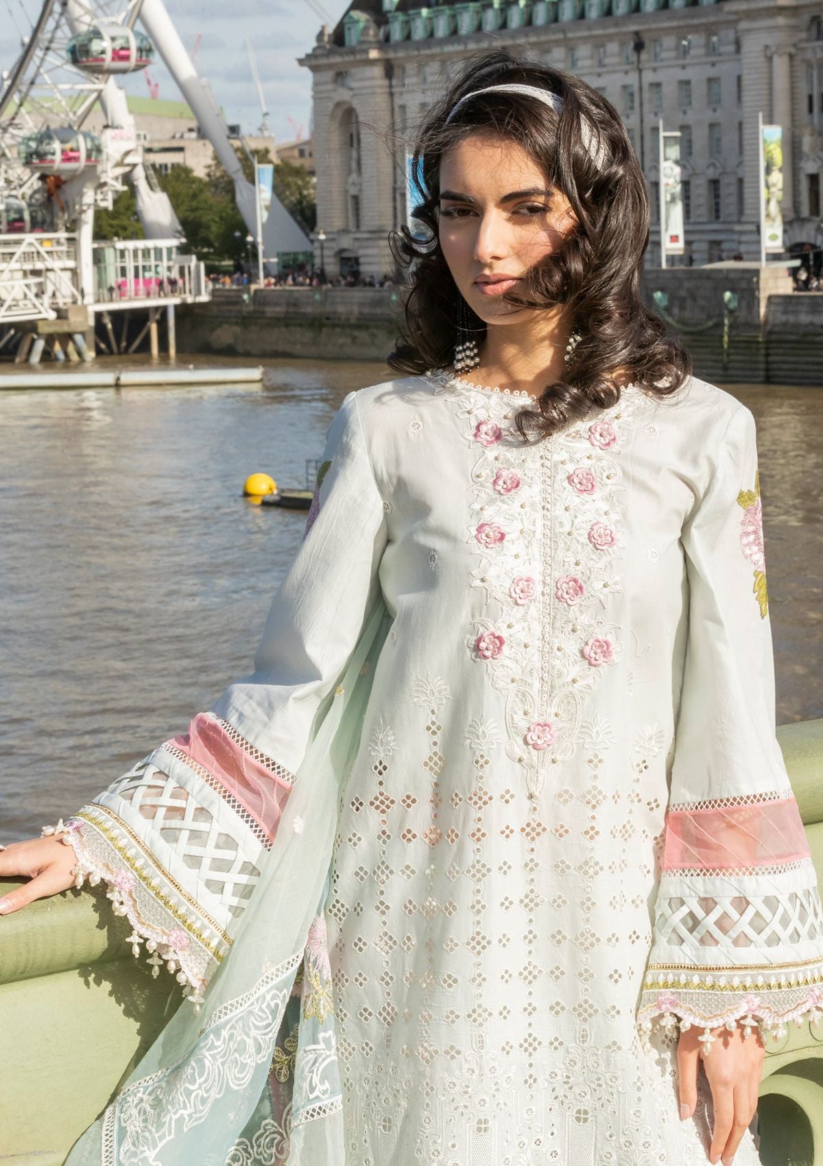 Meem Luxury Eid Lawn'24 D-09 LIGHT BLUE - Mohsin Saeed Fabrics