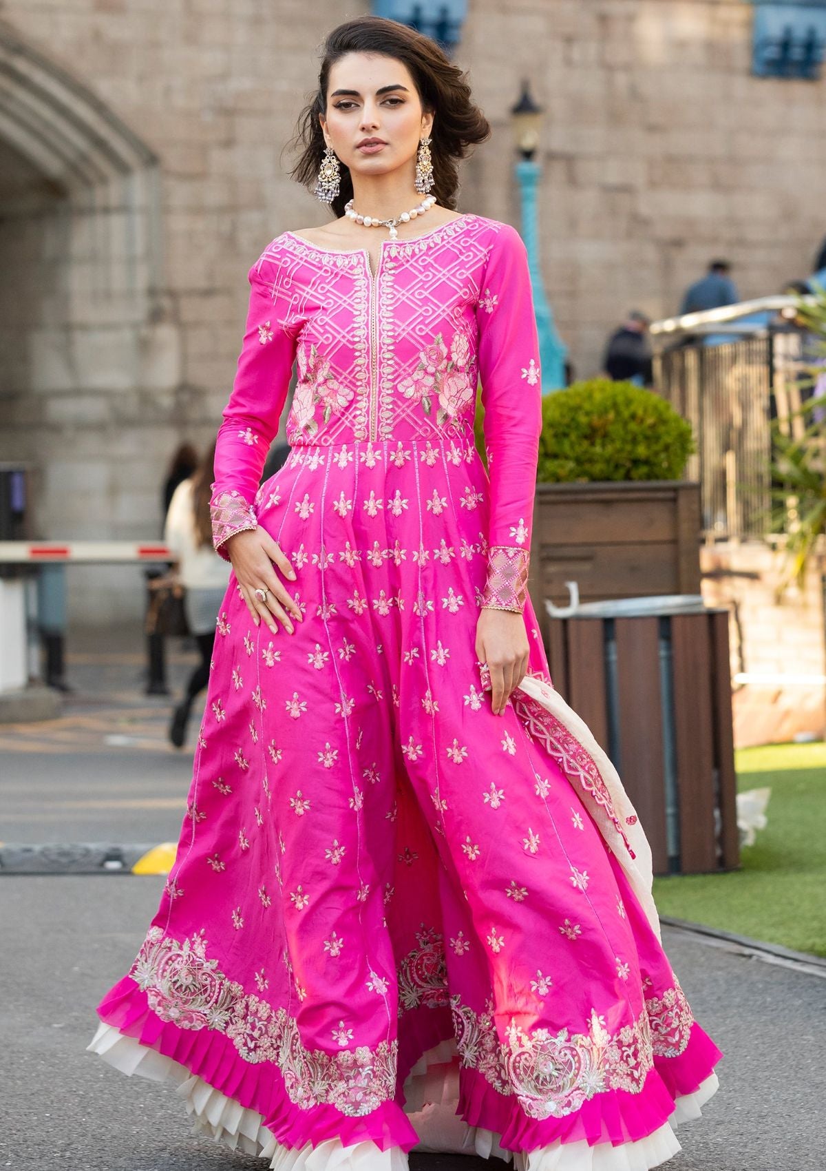 Meem Luxury Eid Lawn'24 D-12 S.PINK - Mohsin Saeed Fabrics