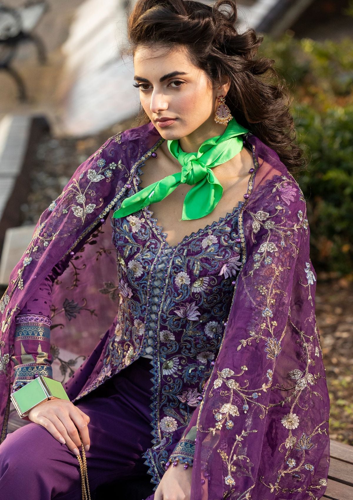 Meem Luxury Eid Lawn'24 D-06 PURPLE - Mohsin Saeed Fabrics