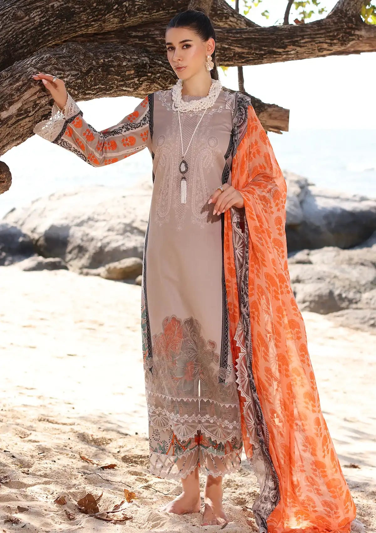 Charizma Aniq Emb Lawn'24 Vol-01 AN4-04 - Mohsin Saeed Fabrics