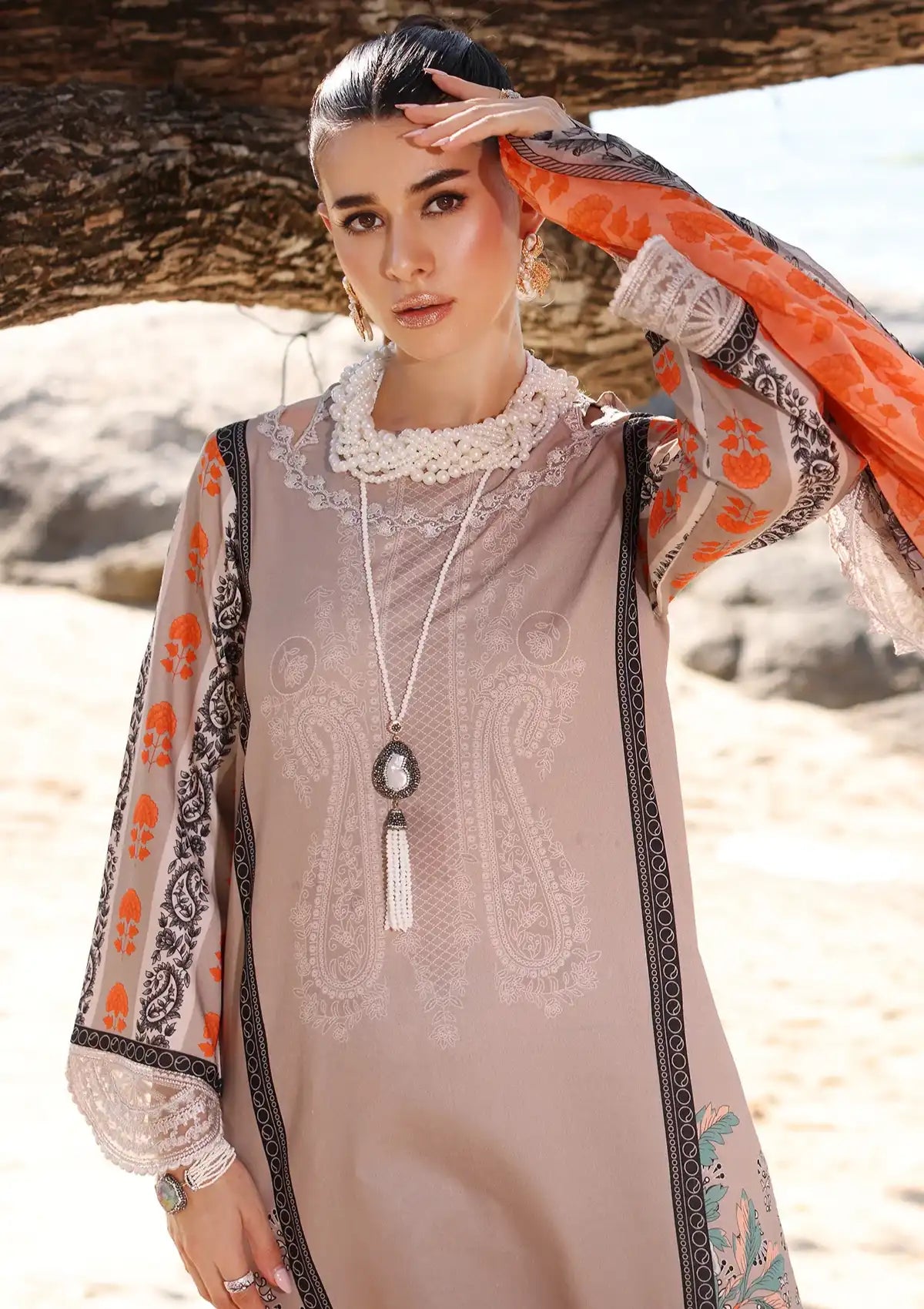 Charizma Aniq Emb Lawn'24 Vol-01 AN4-04 - Mohsin Saeed Fabrics