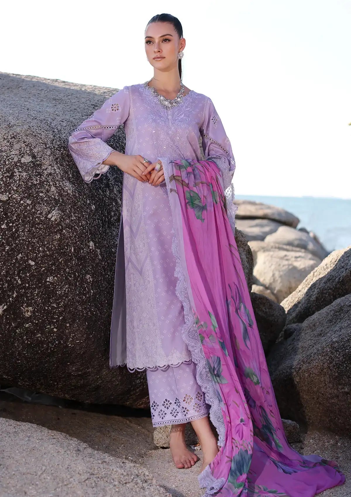 Charizma Aniq Emb Lawn'24 Vol-01 AN4-02 - Mohsin Saeed Fabrics