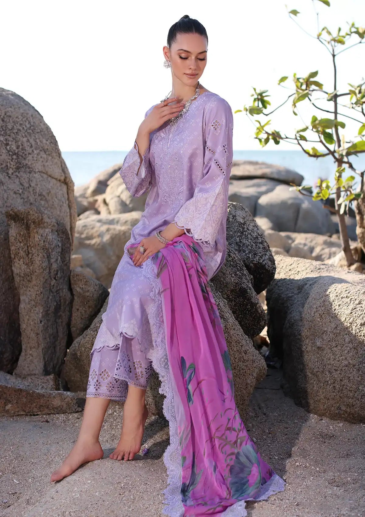 Charizma Aniq Emb Lawn'24 Vol-01 AN4-02 - Mohsin Saeed Fabrics