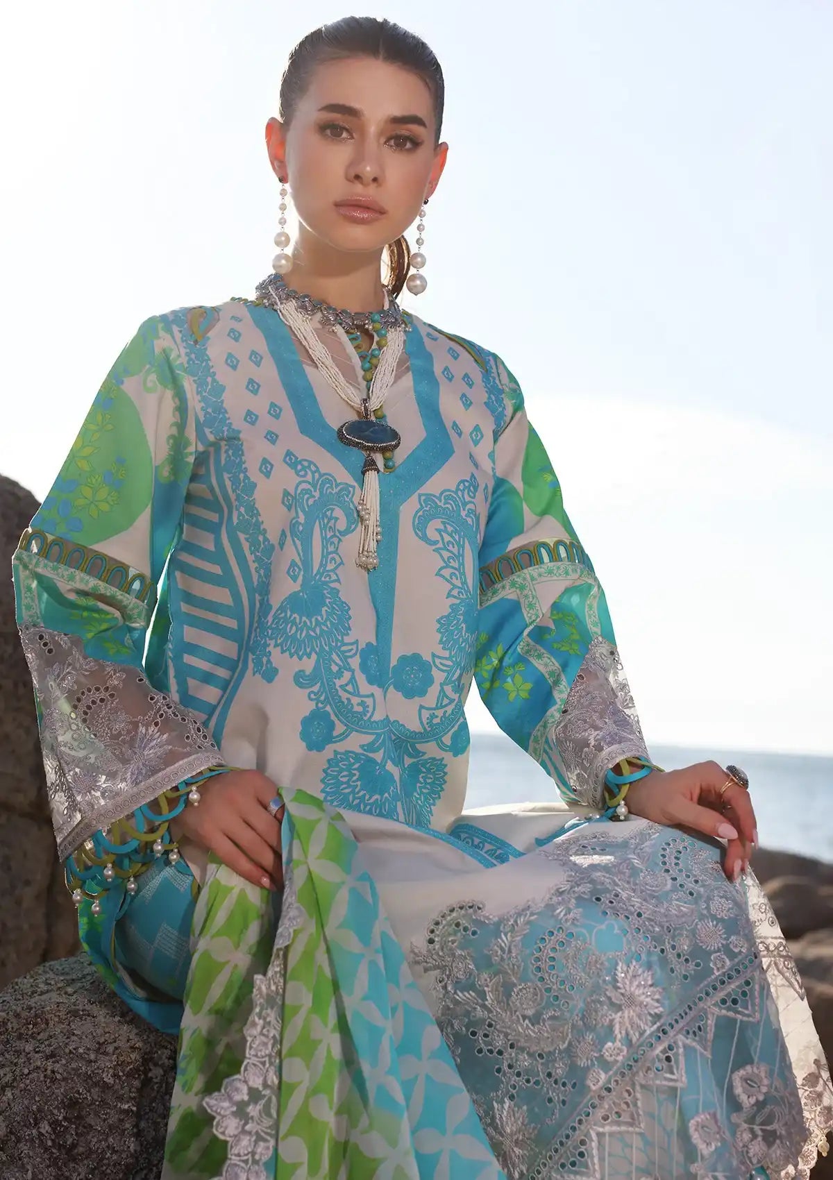 Charizma Aniq Emb Lawn'24 Vol-01 AN4-05 - Mohsin Saeed Fabrics