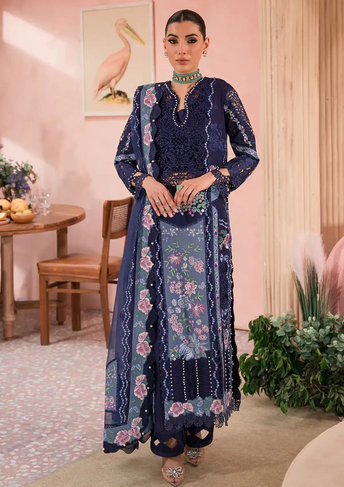 Afrozeh The Painted Garden Eid Lawn'24-10 Bluebell - Mohsin Saeed Fabrics