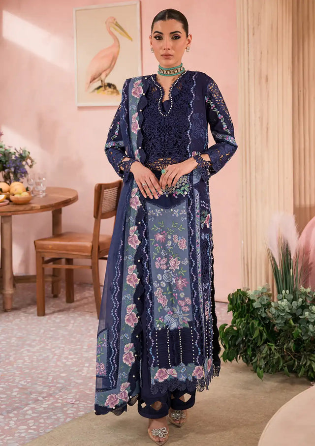 Afrozeh The Painted Garden Eid Lawn'24-10 Bluebell - Mohsin Saeed Fabrics
