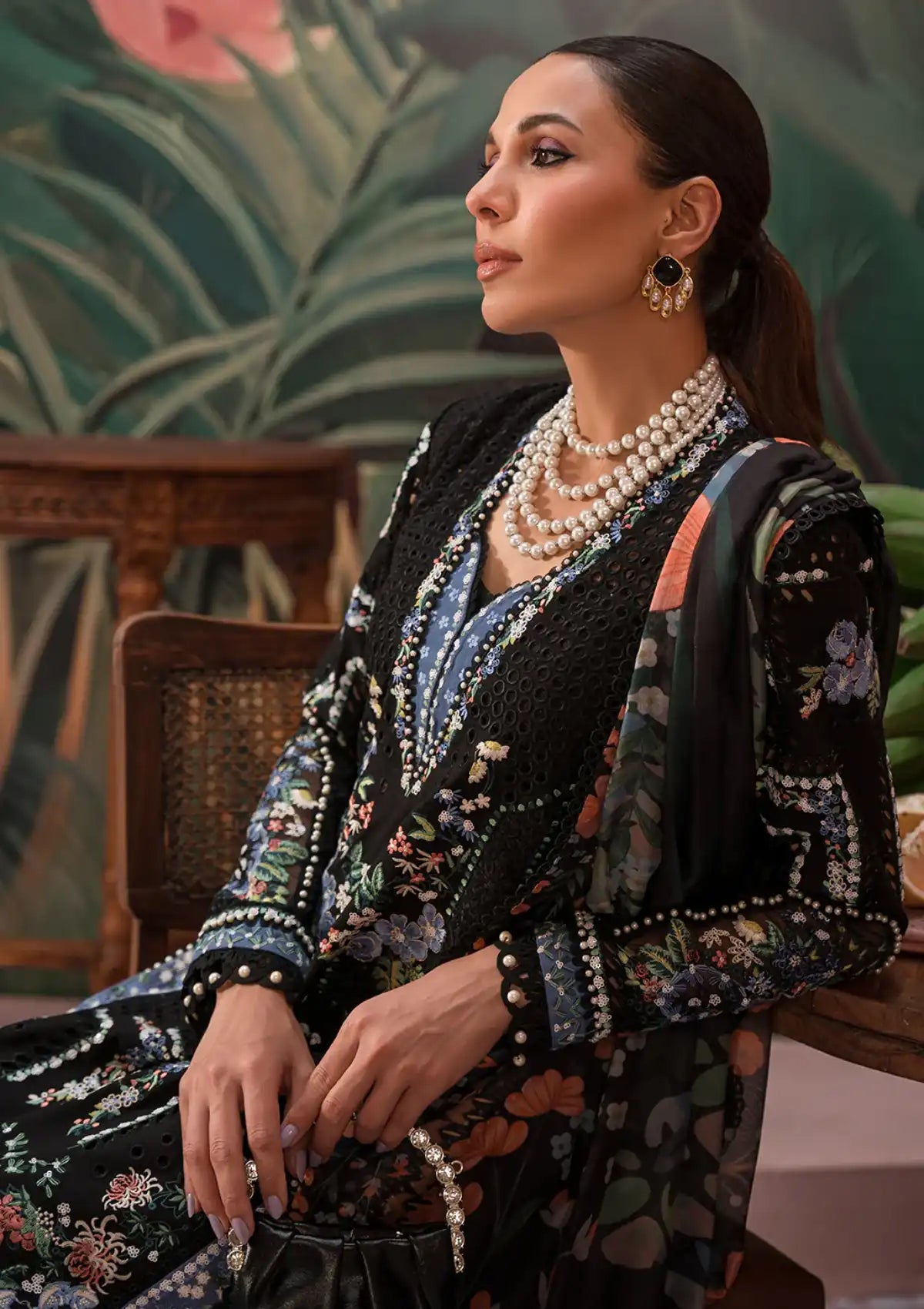 Afrozeh The Painted Garden Eid Lawn'24-03 Midnight Muse - Mohsin Saeed Fabrics