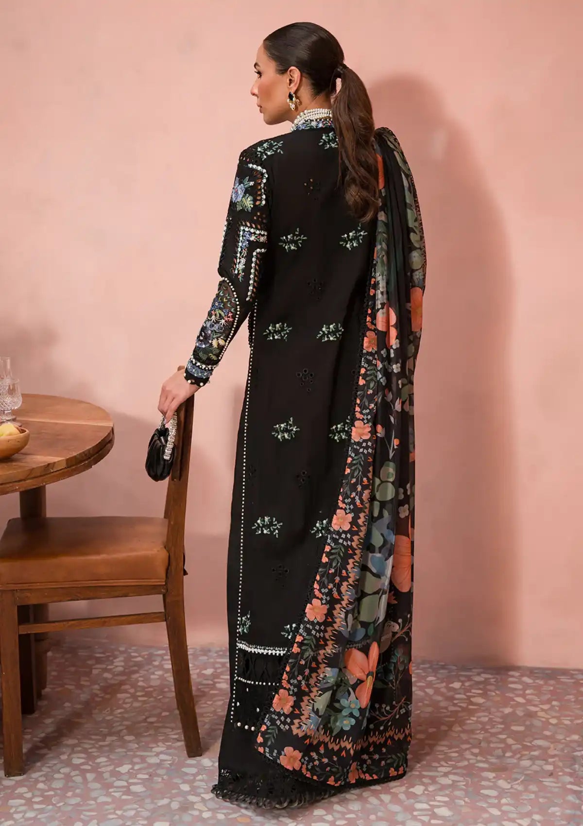 Afrozeh The Painted Garden Eid Lawn'24-03 Midnight Muse - Mohsin Saeed Fabrics