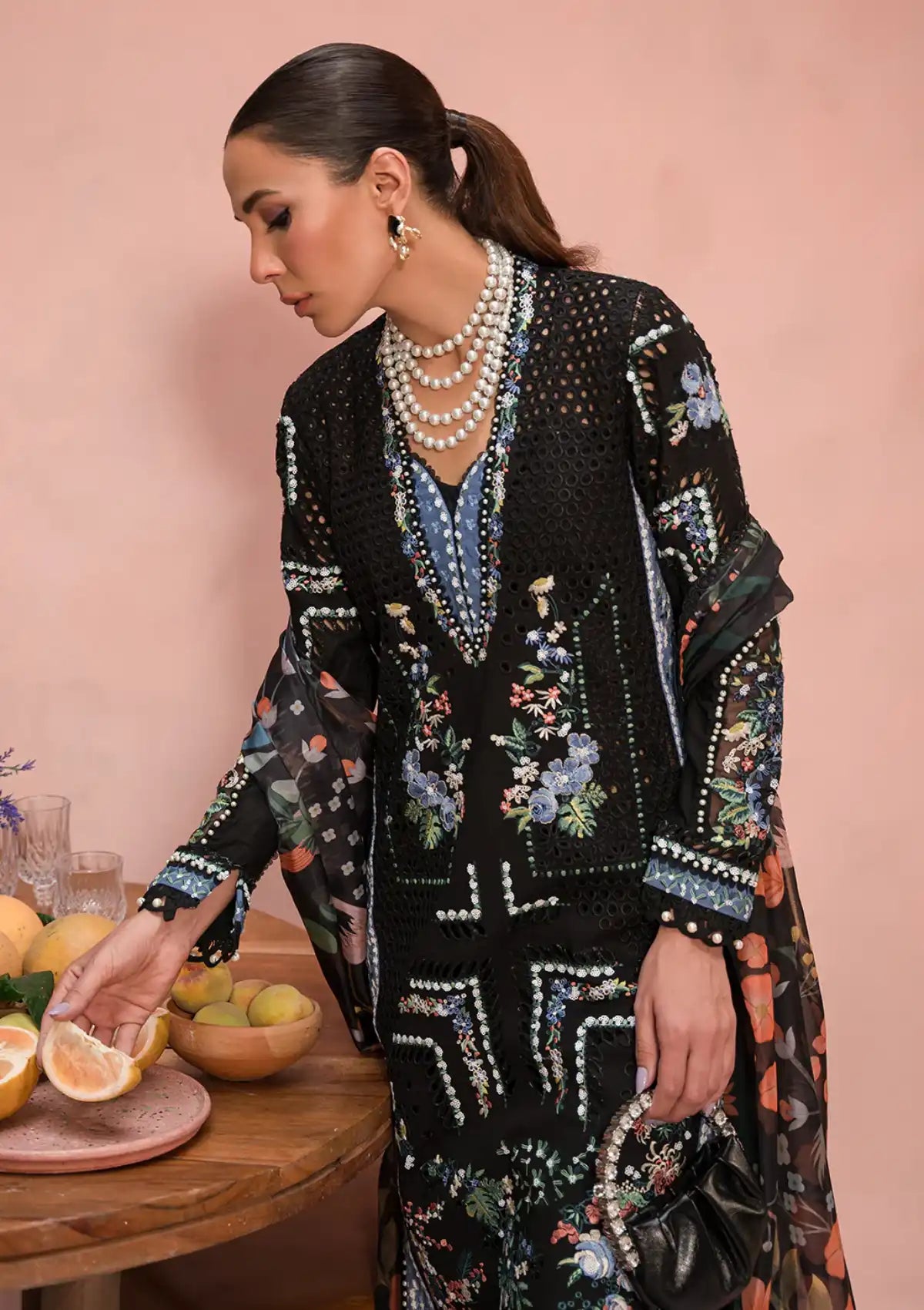 Afrozeh The Painted Garden Eid Lawn'24-03 Midnight Muse - Mohsin Saeed Fabrics