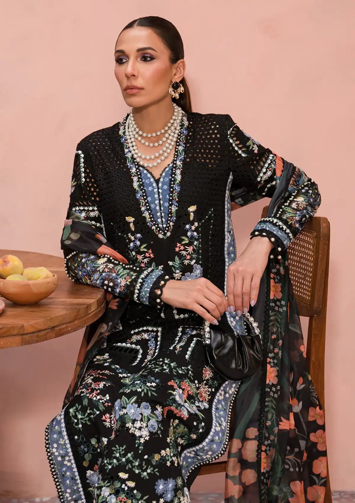 Afrozeh The Painted Garden Eid Lawn'24-03 Midnight Muse - Mohsin Saeed Fabrics