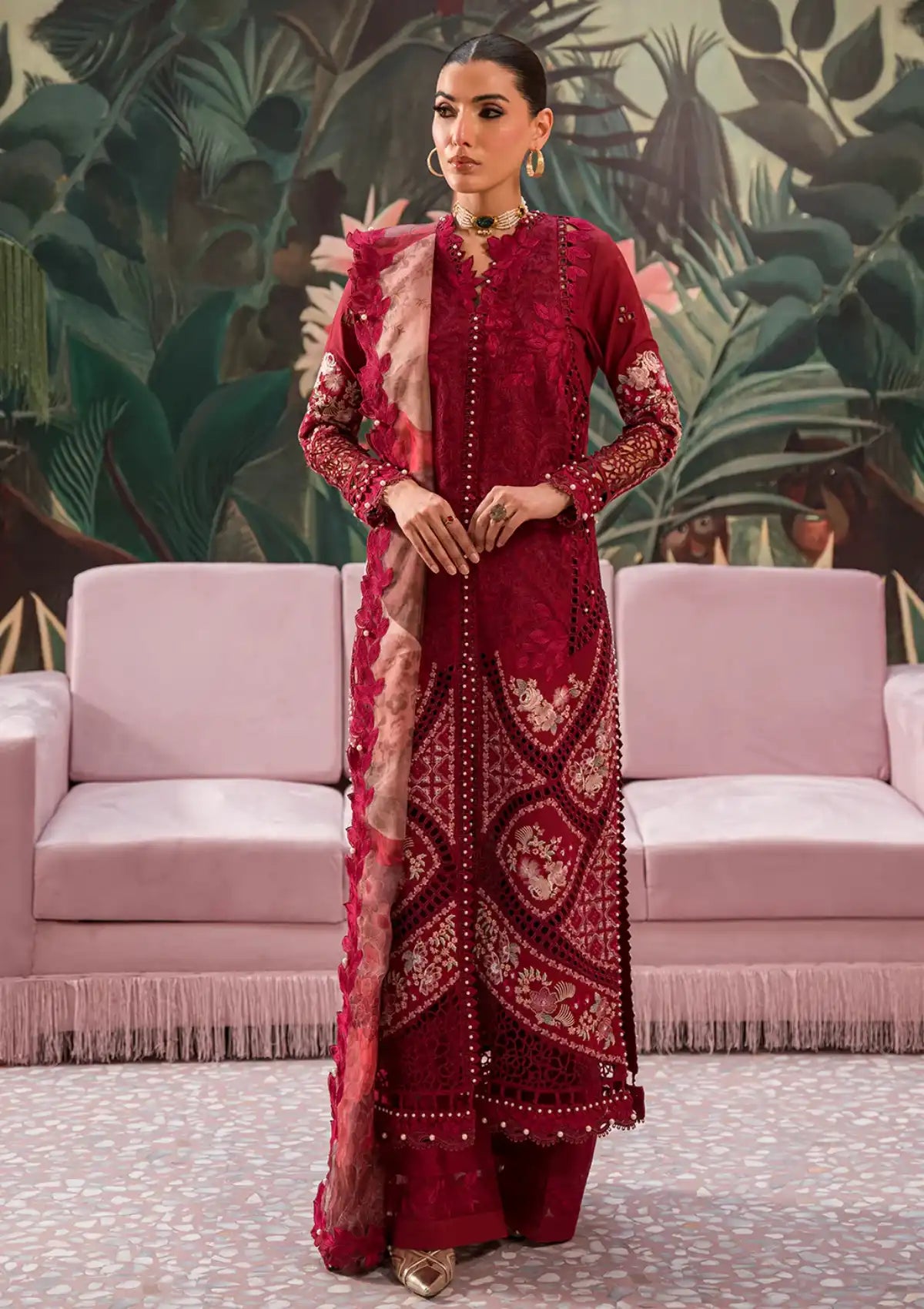 Afrozeh The Painted Garden Eid Lawn'24-06 Dahlia Dusk - Mohsin Saeed Fabrics