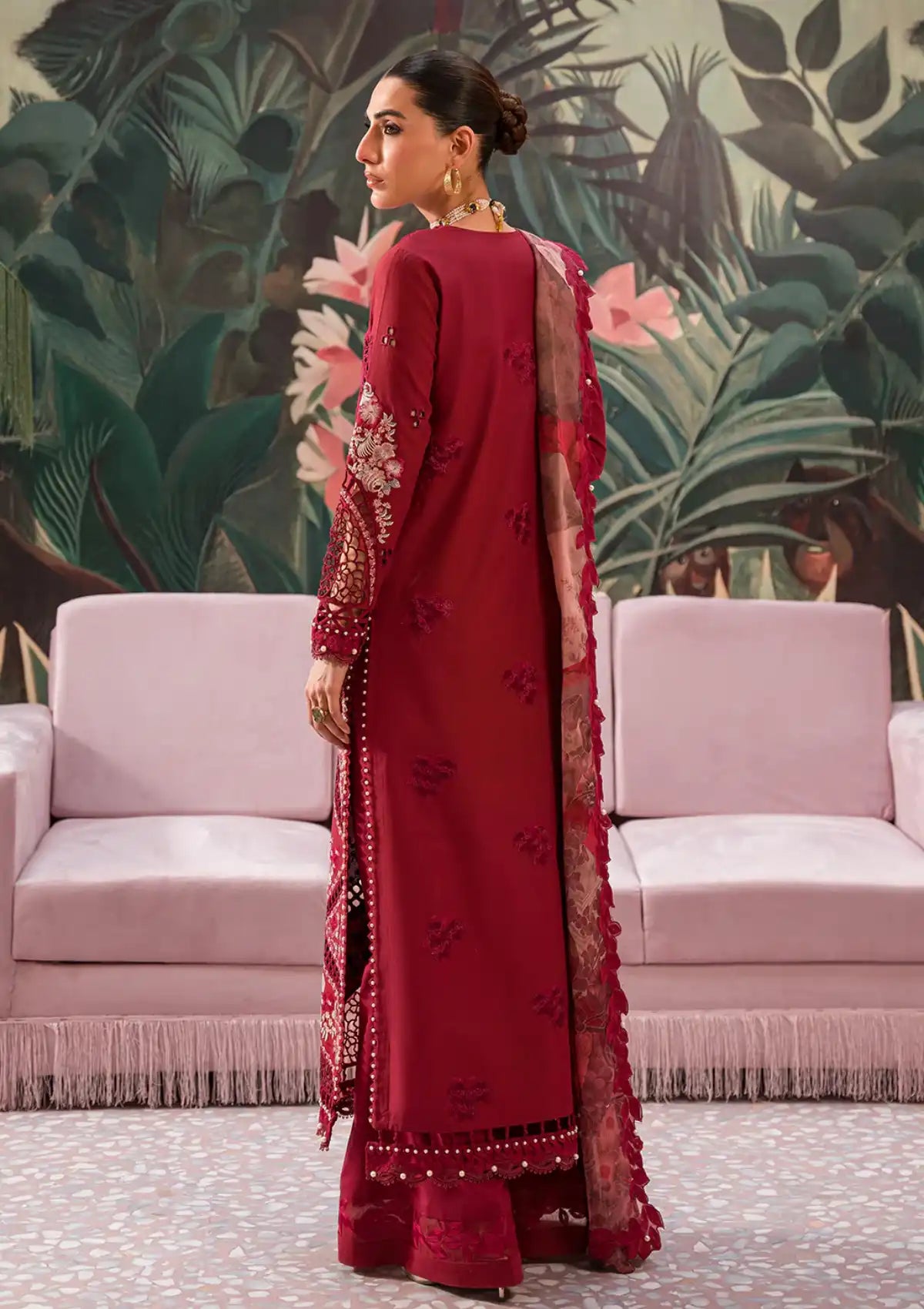 Afrozeh The Painted Garden Eid Lawn'24-06 Dahlia Dusk - Mohsin Saeed Fabrics