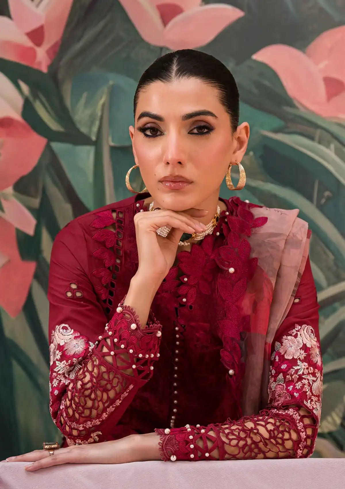Afrozeh The Painted Garden Eid Lawn'24-06 Dahlia Dusk - Mohsin Saeed Fabrics