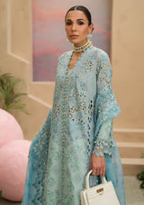 Afrozeh The Painted Garden Eid Lawn'24-05 Serene Sapphire - Mohsin Saeed Fabrics