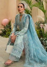 Afrozeh The Painted Garden Eid Lawn'24-05 Serene Sapphire - Mohsin Saeed Fabrics