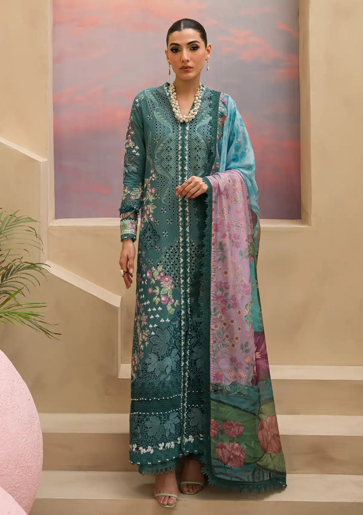 Afrozeh The Painted Garden Eid Lawn'24-01 Stellar Sage - Mohsin Saeed Fabrics