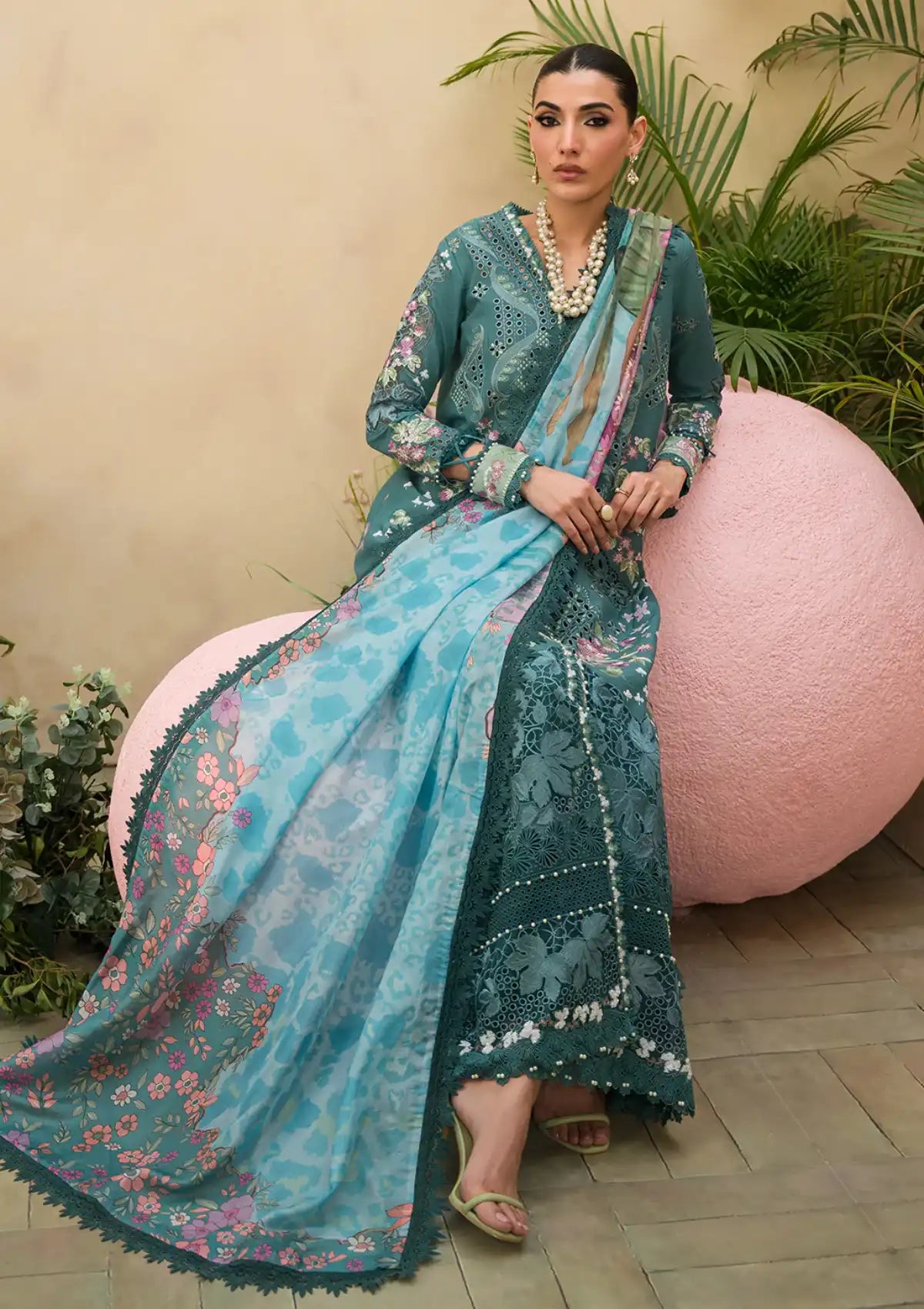 Afrozeh The Painted Garden Eid Lawn'24-01 Stellar Sage - Mohsin Saeed Fabrics