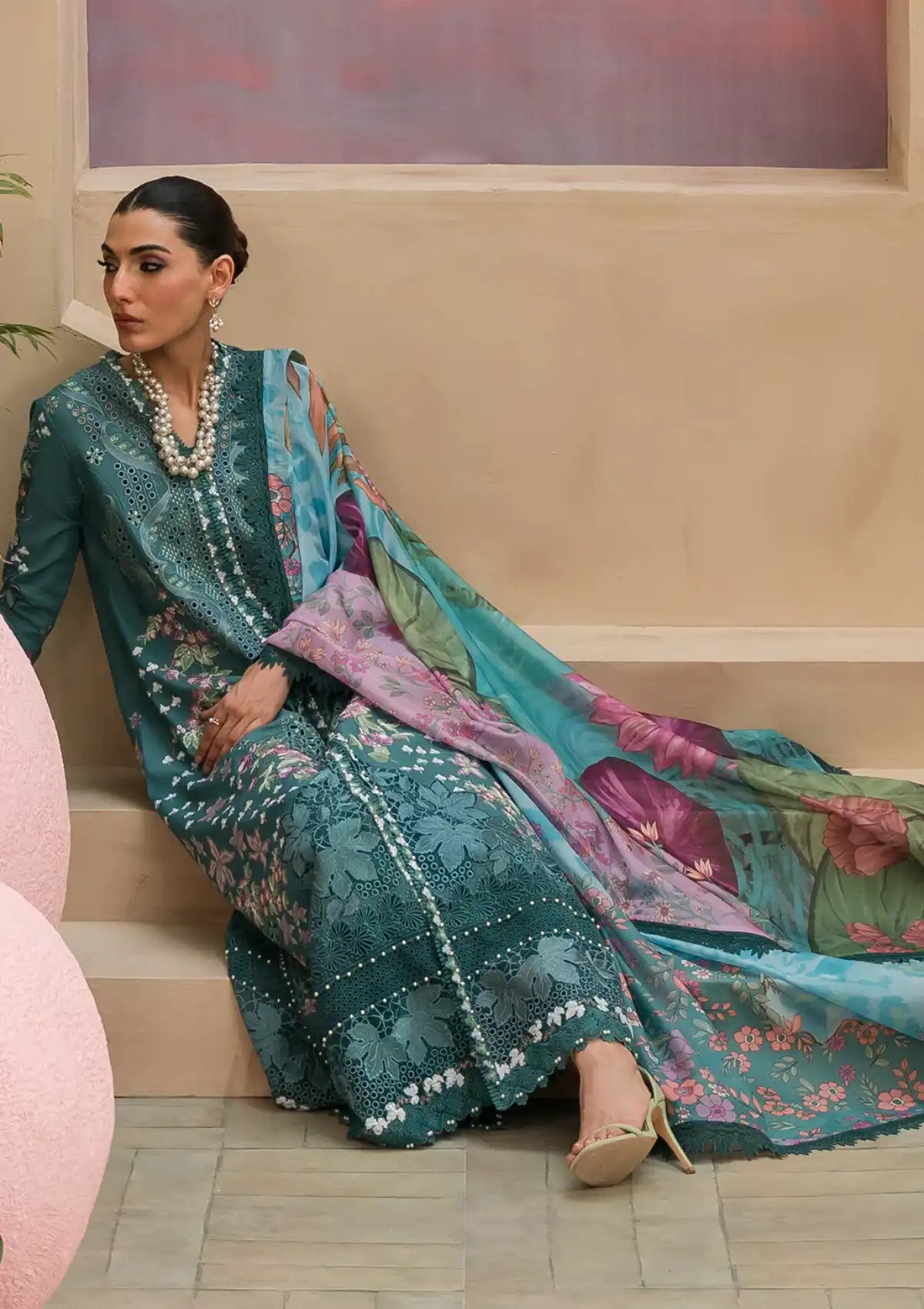 Afrozeh The Painted Garden Eid Lawn'24-01 Stellar Sage - Mohsin Saeed Fabrics