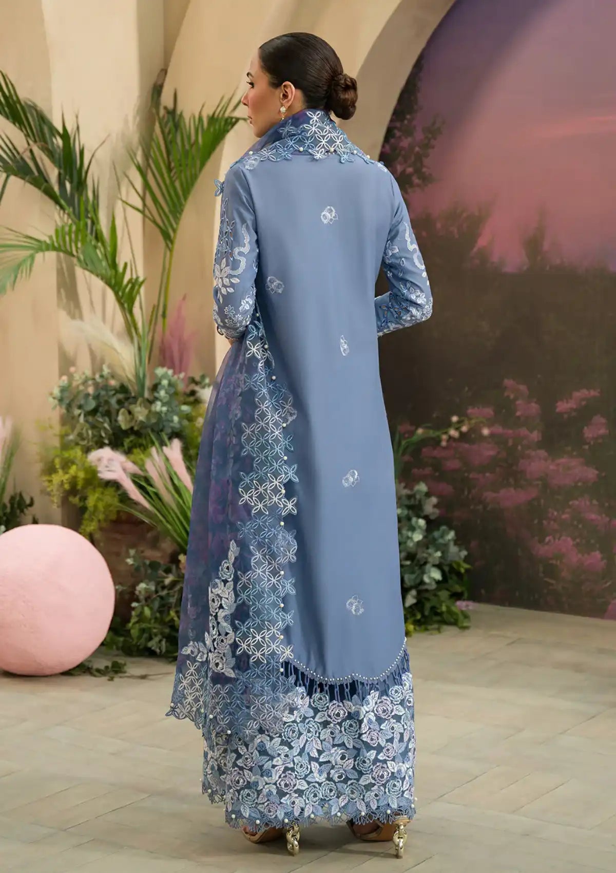 Afrozeh The Painted Garden Eid Lawn'24-07 Indigo Ink - Mohsin Saeed Fabrics