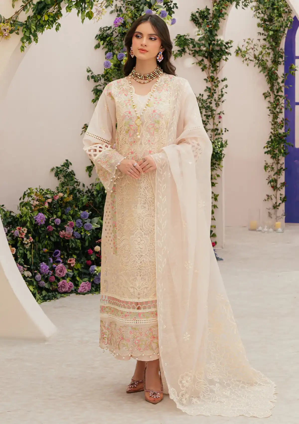 Mahnur Allenura Luxury Lawn'24 ALLORA - Mohsin Saeed Fabrics