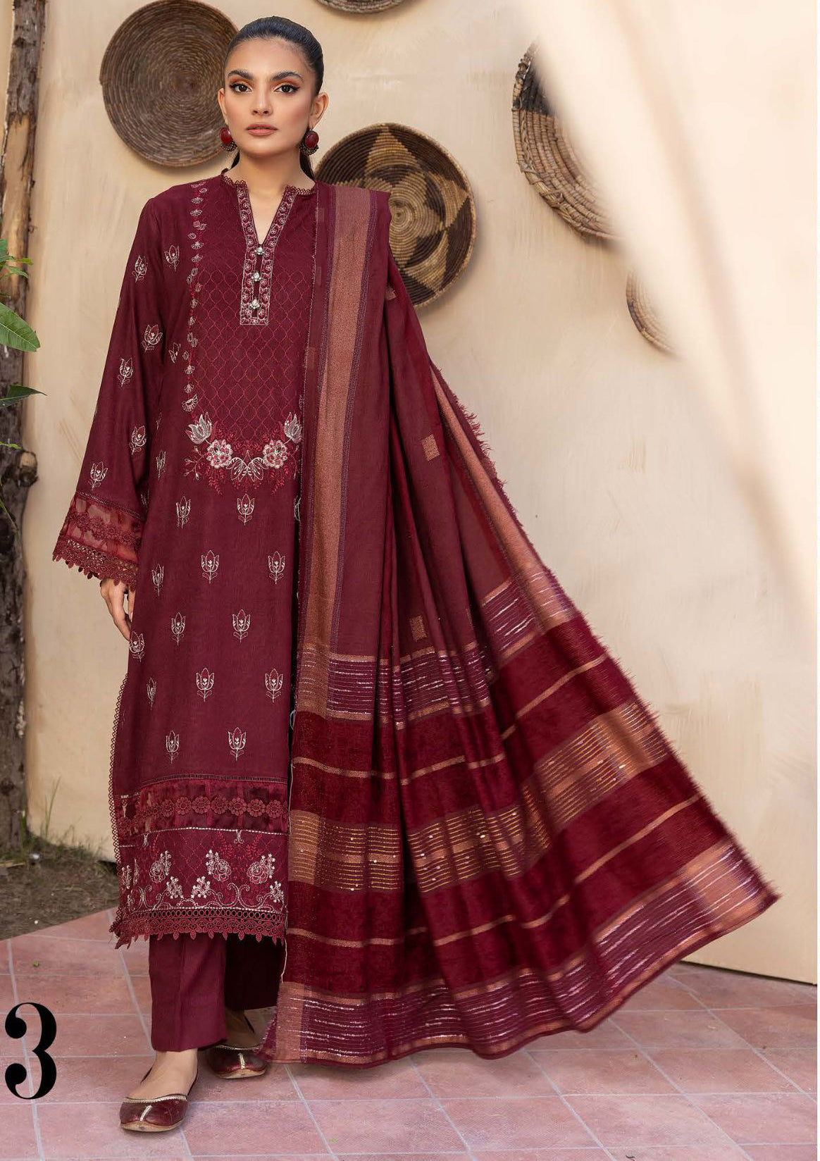 Aanchal Emb Peach Leather By Khoobsurat'23 AC-03 - Mohsin Saeed Fabrics