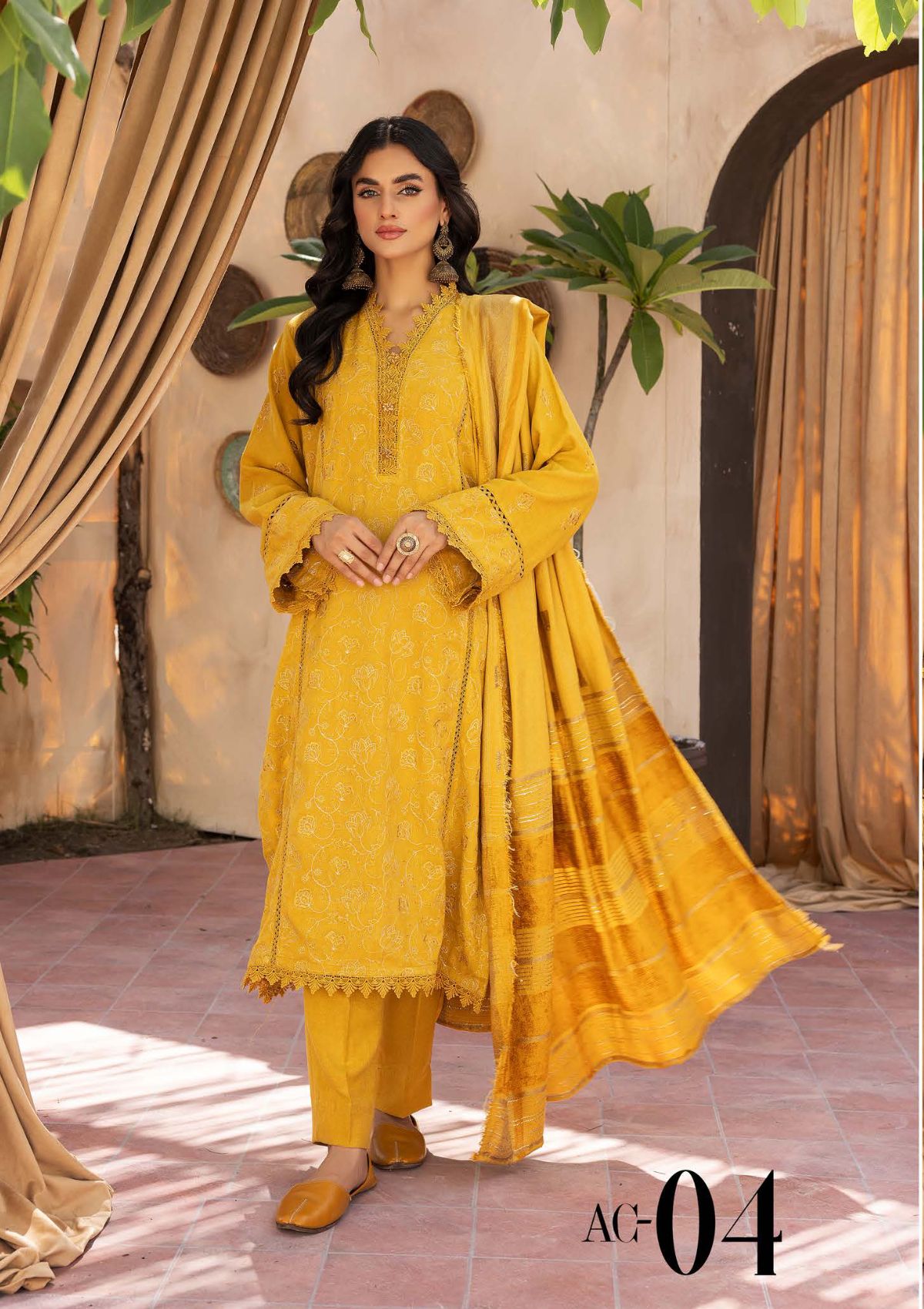 Aanchal Emb Peach Leather By Khoobsurat'23 AC-04 - Mohsin Saeed Fabrics