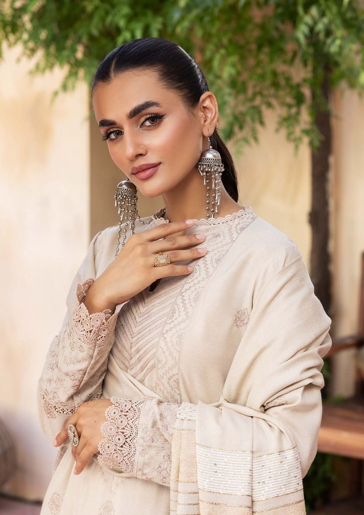 Aanchal Emb Peach Leather By Khoobsurat'23 AC-05 - Mohsin Saeed Fabrics