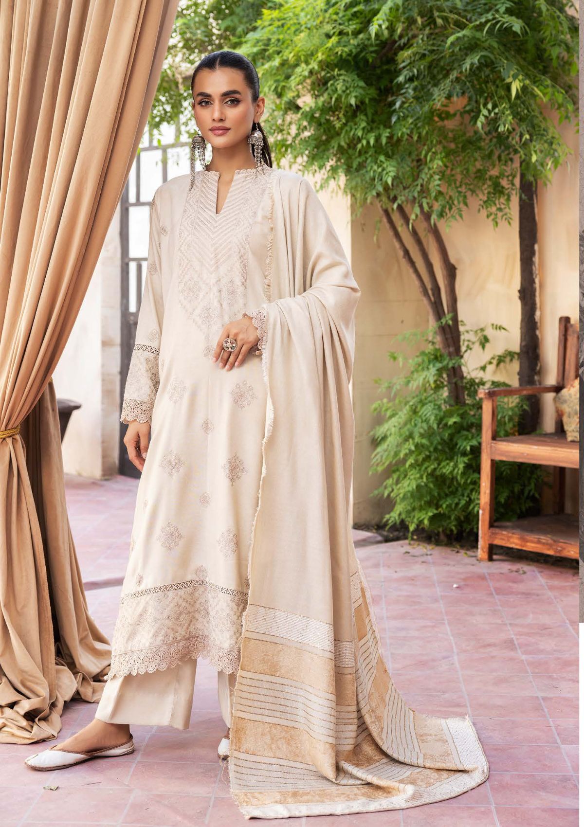 Aanchal Emb Peach Leather By Khoobsurat'23 AC-05 - Mohsin Saeed Fabrics