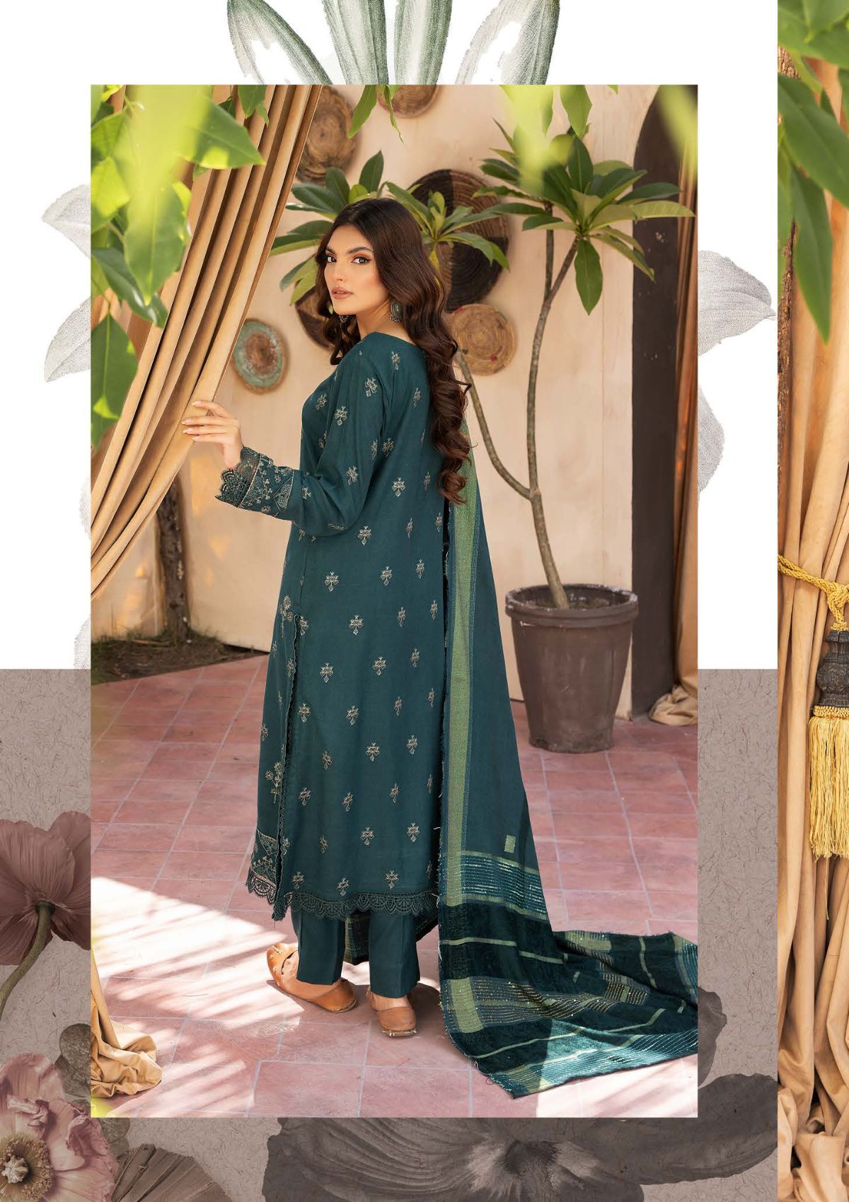 Aanchal Emb Peach Leather By Khoobsurat'23 AC-07 - Mohsin Saeed Fabrics