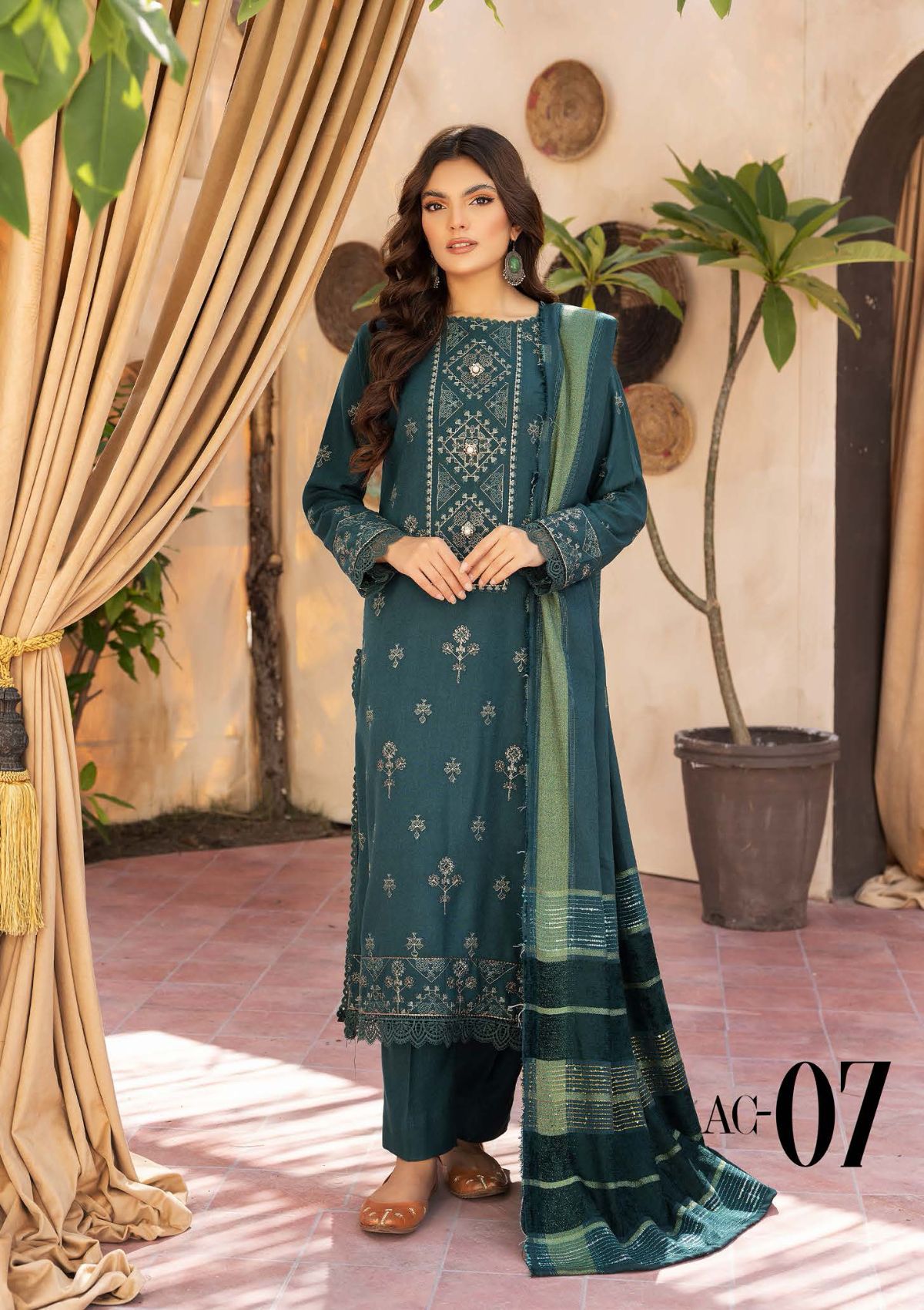 Aanchal Emb Peach Leather By Khoobsurat'23 AC-07 - Mohsin Saeed Fabrics