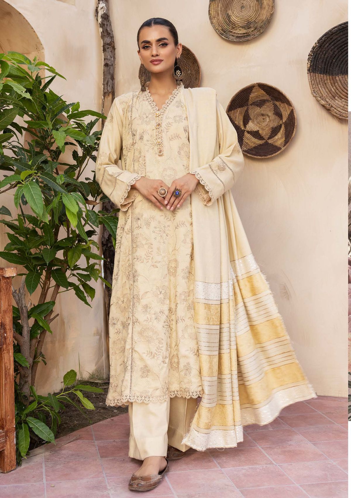 Aanchal Emb Peach Leather By Khoobsurat'23 AC-08 - Mohsin Saeed Fabrics