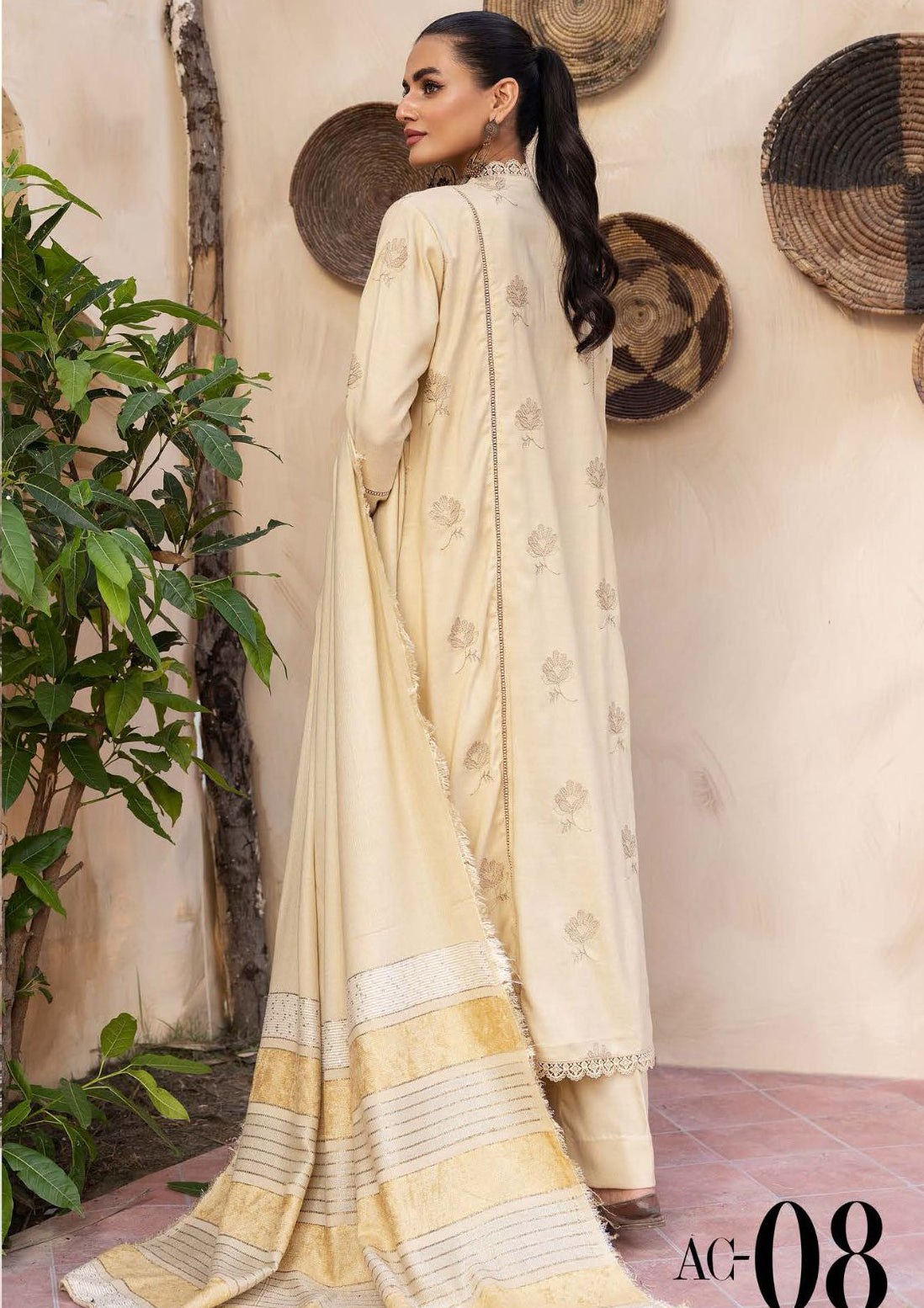 Aanchal Emb Peach Leather By Khoobsurat'23 AC-08 - Mohsin Saeed Fabrics