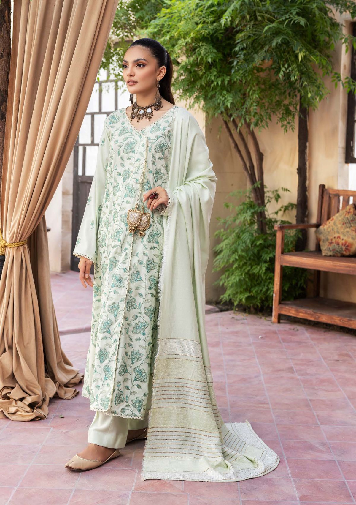 Aanchal Emb Peach Leather By Khoobsurat'23 AC-10 - Mohsin Saeed Fabrics