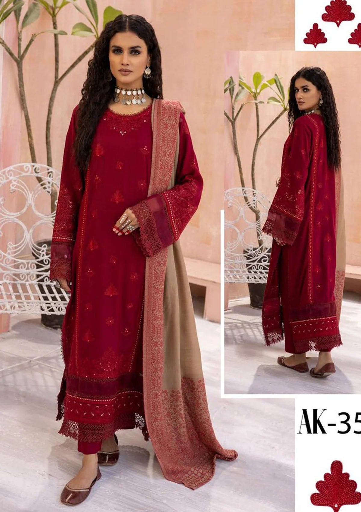 Aangan By Khoobsurat Kashmiri Shawl'23 AK-35 - Mohsin Saeed Fabrics