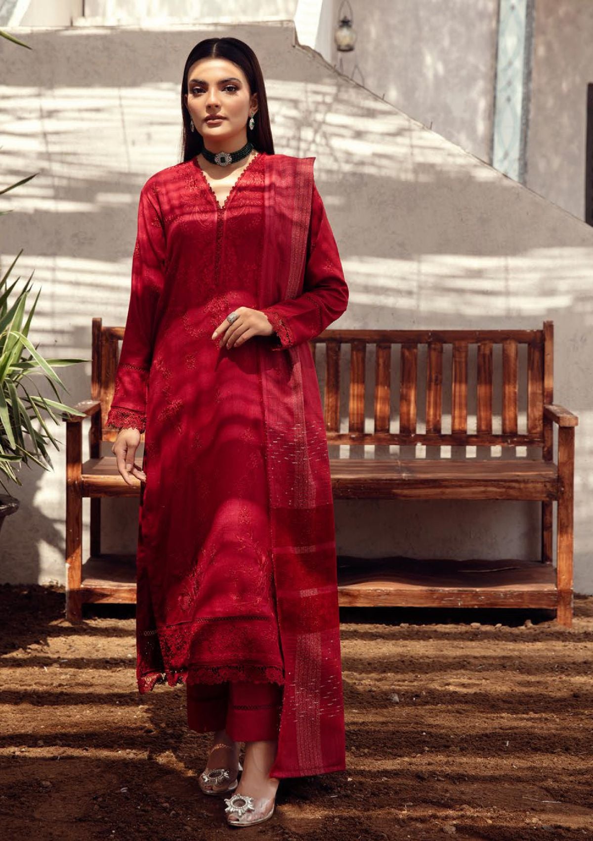 Aangan Peach Leather By Khoobsurat'23 AN-01 - Mohsin Saeed Fabrics