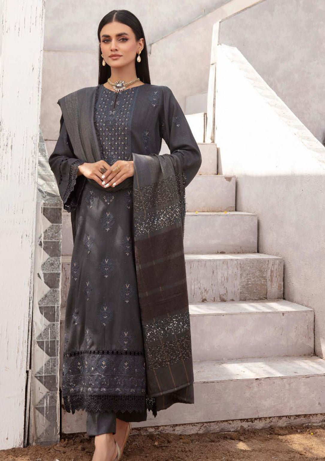 Aangan Peach Leather By Khoobsurat'23 AN-02 - Mohsin Saeed Fabrics