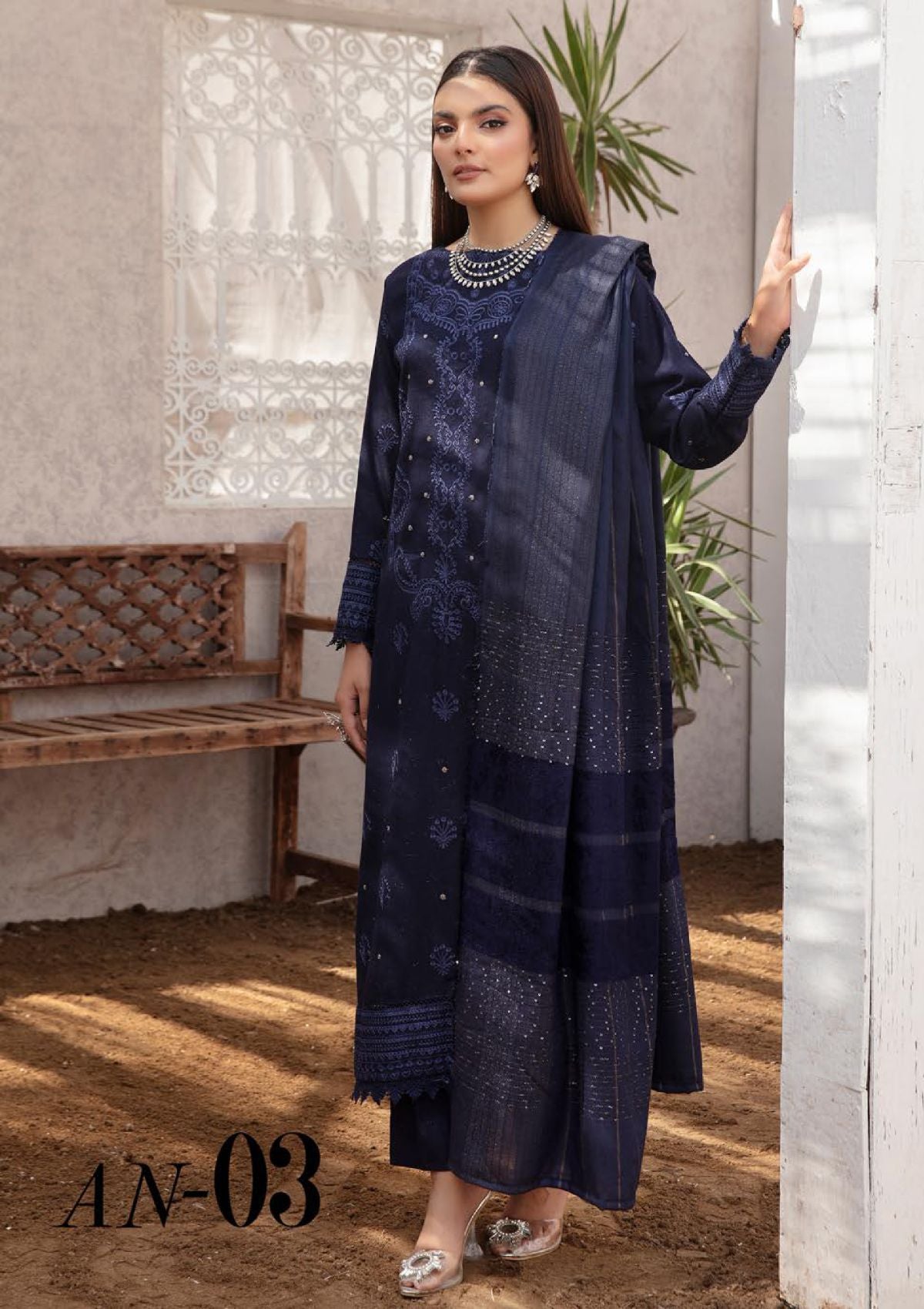 Aangan Peach Leather By Khoobsurat'23 AN-03 - Mohsin Saeed Fabrics