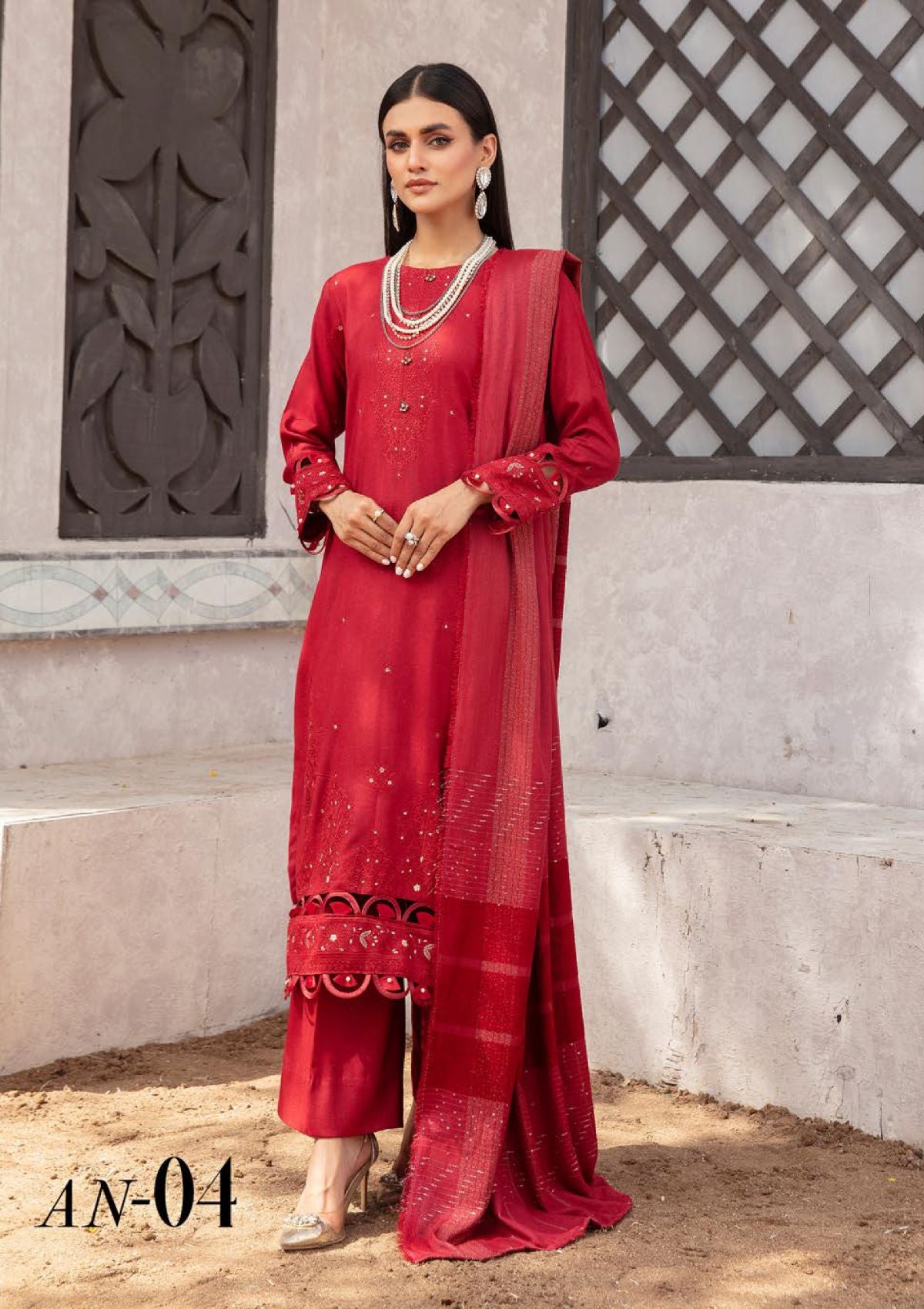 Aangan Peach Leather By Khoobsurat'23 AN-04 - Mohsin Saeed Fabrics
