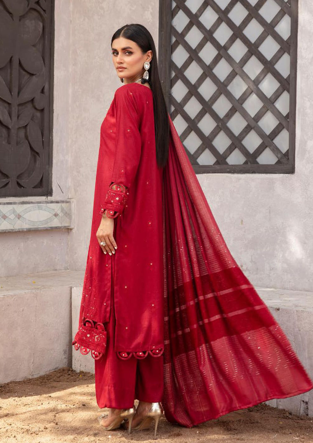 Aangan Peach Leather By Khoobsurat'23 AN-04 - Mohsin Saeed Fabrics
