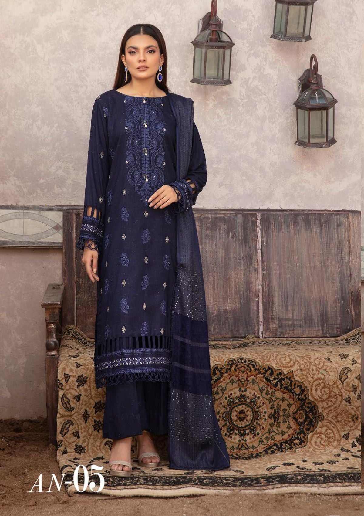 Aangan Peach Leather By Khoobsurat'23 AN-05 - Mohsin Saeed Fabrics