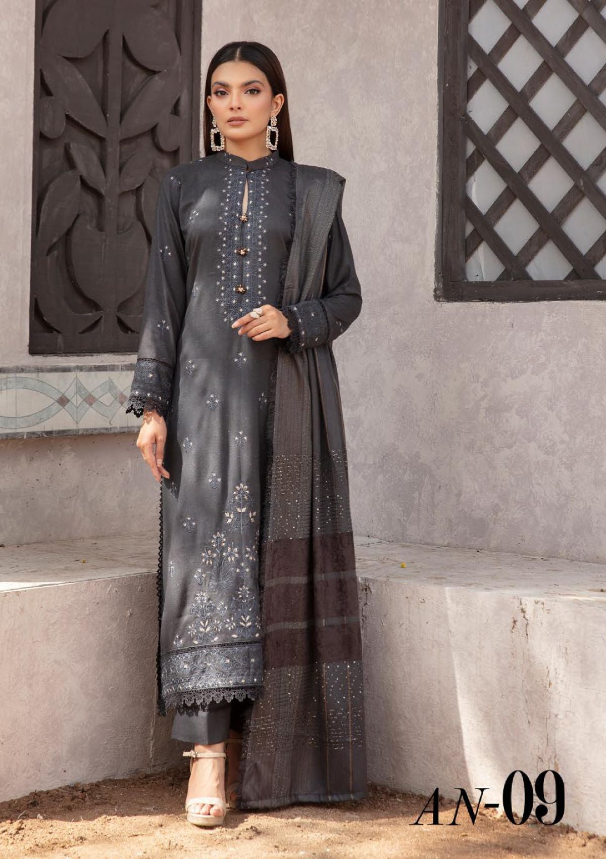 Aangan Peach Leather By Khoobsurat'23 AN-09 - Mohsin Saeed Fabrics